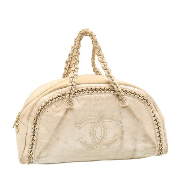 CHANEL Caviar Skin Tote Bag Leather White CC - Picture 1 of 16